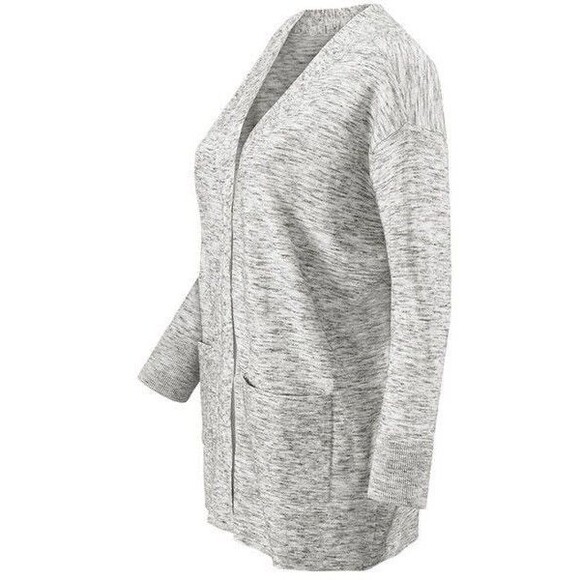 Wmn's Cabi # 5286 Marble Cardigan Heather Gray Snap-Front Cotton Blend Sweater S - Picture 3 of 10